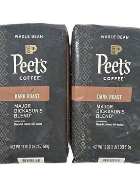 2-PACK Peet’s Coffee Major Dickason's Blend Dark Roast Whole Bean 18 oz
